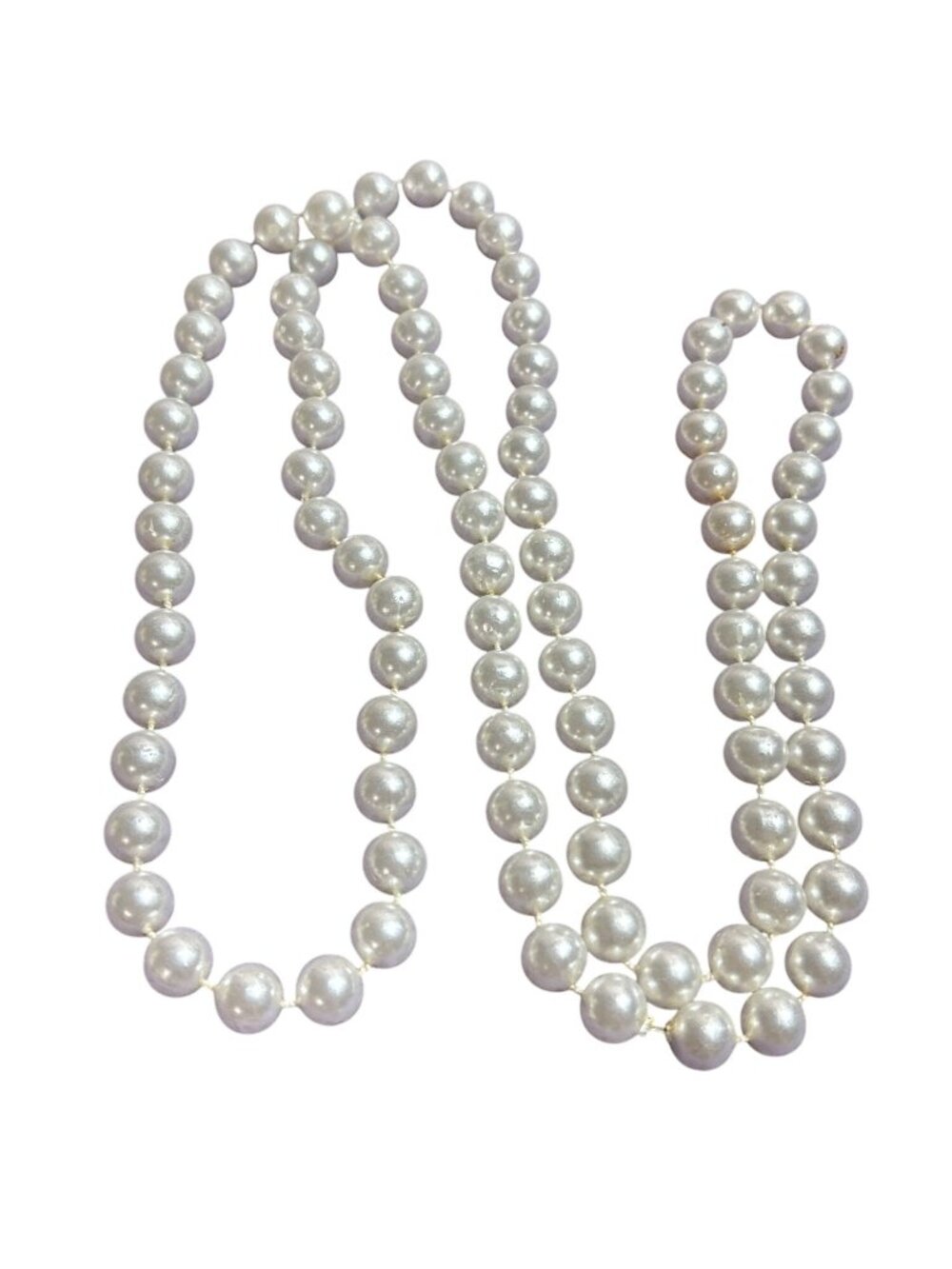 Plastic Faux Pearl Beaded Necklace 34 inches Long